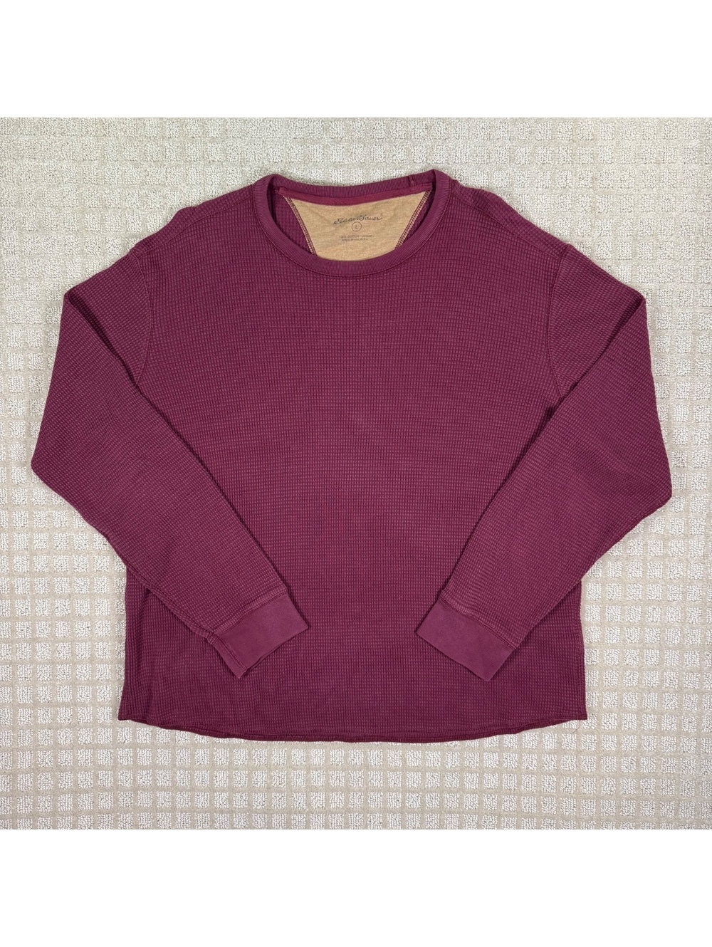 Eddie Bauer Waffle Knit Long Sleeve Shirt L